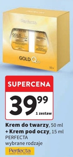 Zestaw w pudełku gold q10 50+: krem do twarzy 50 ml + krem pod oczy 15 ml Perfecta zestawy promocja w Intermarche