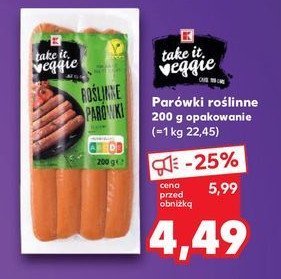 Roślinne parówki K-take it veggie promocja w Kaufland