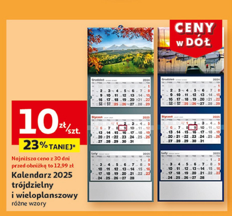 Kalendarz ścienny trójdzielny promocja