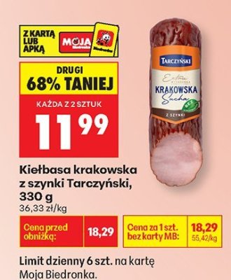 Kiełbasa krakowska z szynki Tarczyński promocja w Biedronka