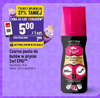 Czarna pasta do butów w płynie 2w1 EMU promocja w POLOmarket