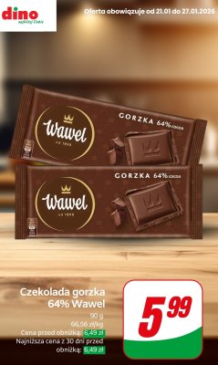 Czekolada gorzka 64%  promocja w Dino