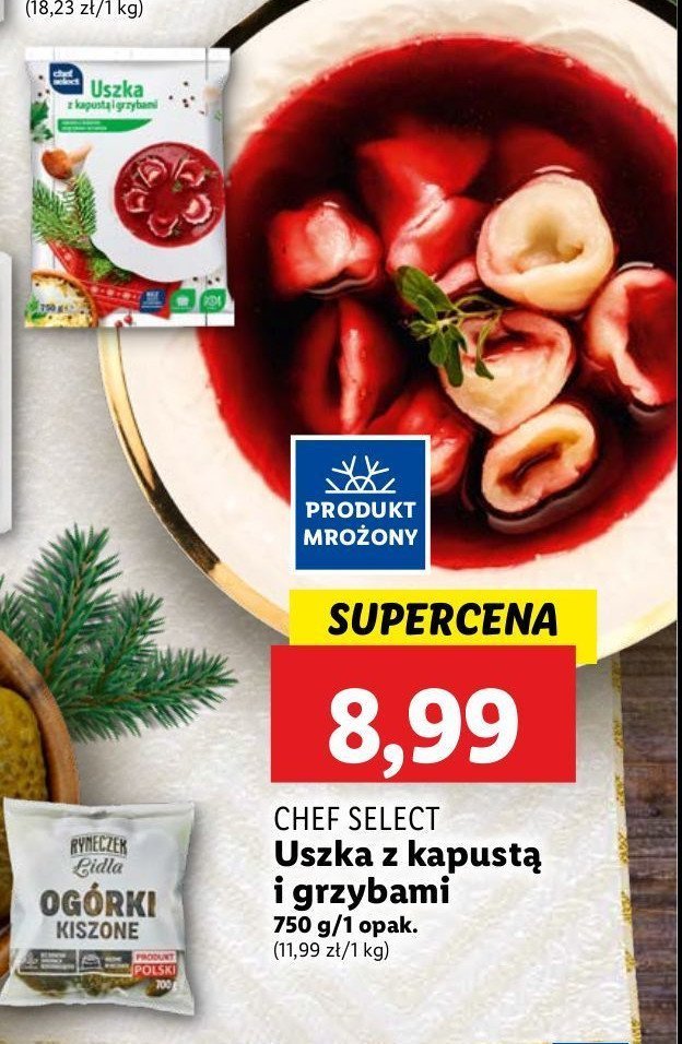 Uszka z kapusta i grzybami Chef select promocja w Lidl