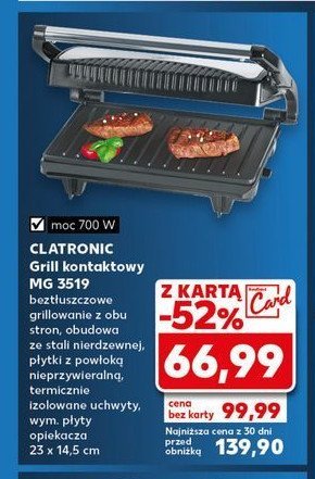 Grill kontaktowy mg3519 Clatronic promocja