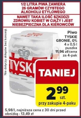 Piwo TYSKIE GRONIE 0% puszka 0,5l promocja w Globi