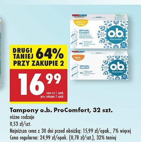 Tampony super O.b. procomfort promocja w Biedronka