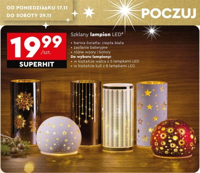 Lampion szklany LED promocja w Biedronka