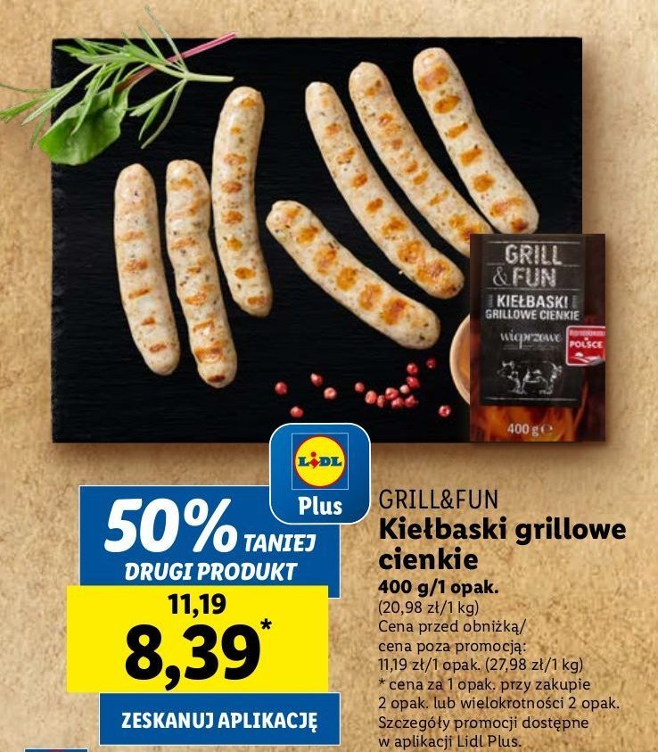 Kiełbaski grillowe cienkie Grill and fun promocja