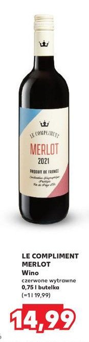 Wino Le compliment merlot promocja w Kaufland