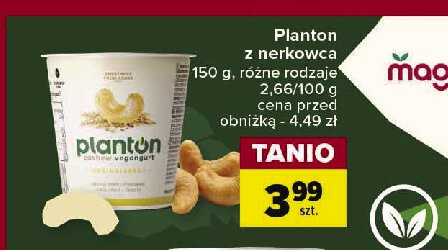 Vegangurt na bazie nerkowców naturalny Planton (żywność) promocja