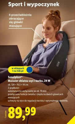 Masażer shiatsu szyji i karku Sensiplast 24 W promocja w Lidl