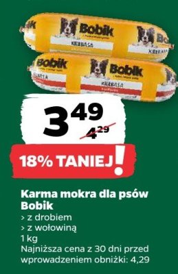 Karma mokra dla psów Bobik z wołowiną promocja w Netto