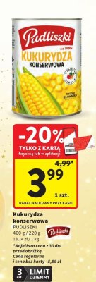 Kukurydza konserwowa Pudliszki promocja w Intermarche