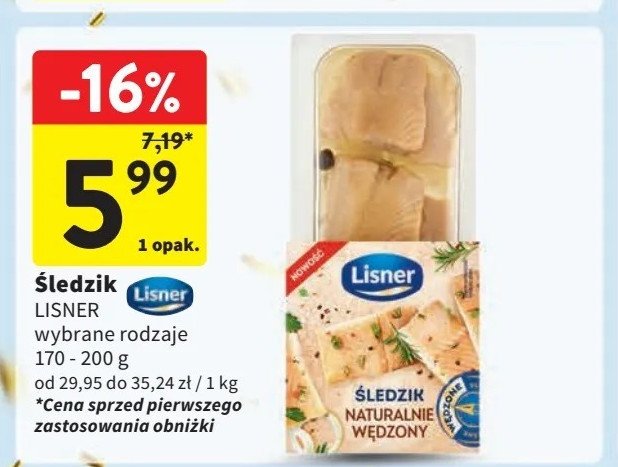 Śledzik naturalnie wędzony Lisner promocja