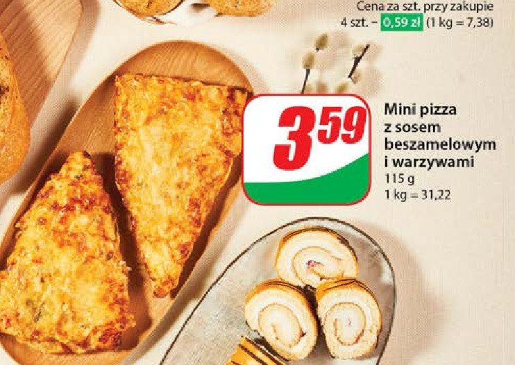Pizza mini z sosem beszamelowym i warzywami promocja