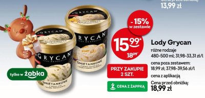 Lody Grycan różne rodzaje promocja w Żabka