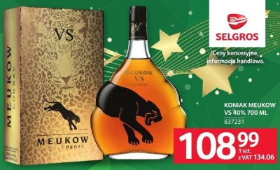 Koniak Meukow VS 40% 700 ml promocja w Selgros