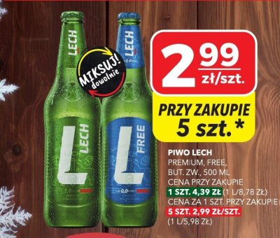 Piwo Lech Premium, Free but. zw., 500 ml promocja w Top Market