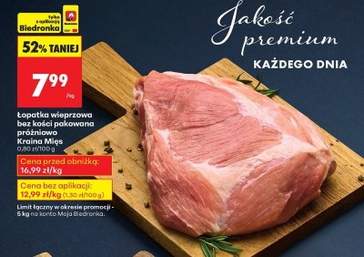 Łopatka wieprzowa bez kości pakowana próżniowo promocja w Biedronka