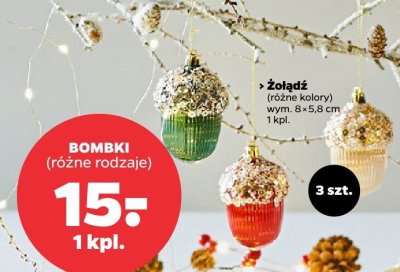 Bombki żołędzie 8x5,8 cm, różne kolory promocja w Netto