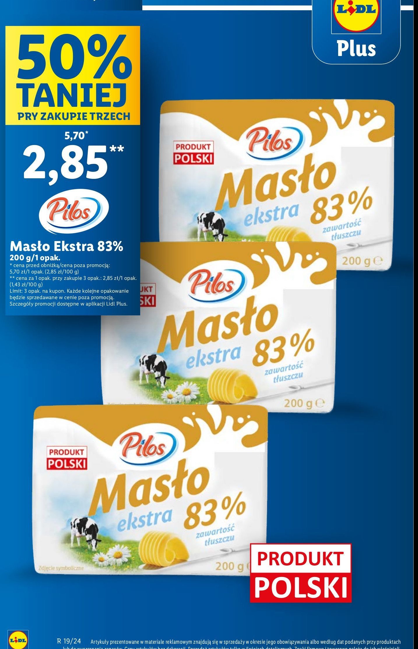 Masło ekstra 83 % Pilos promocja