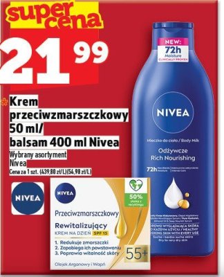 Krem przeciwzmarszczkowy 50 ml/ balsam 400 ml Nivea promocja w TOPAZ