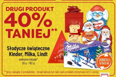 Słodycze świąteczne Kinder, Milka, Lindt wybrane rodzaje 35 g - 182 g promocja w POLOmarket