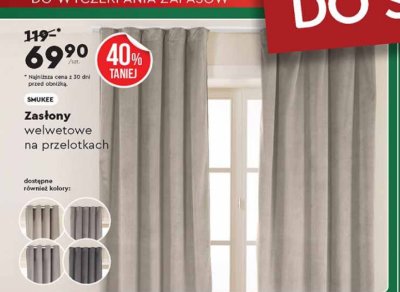 Zasłony welwetowe na przelotkach SMUKEE promocja w Biedronka