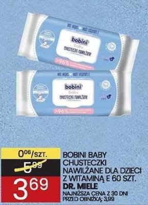 Chusteczki nawilżane dla dzieci BOBINI BABY sensitive 2 x 80 szt. DR. MIELE promocja w Wafelek