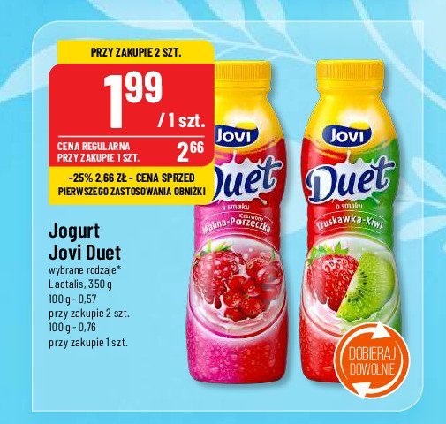 Jogurt malina-czerwona porzeczka Jovi duet promocja