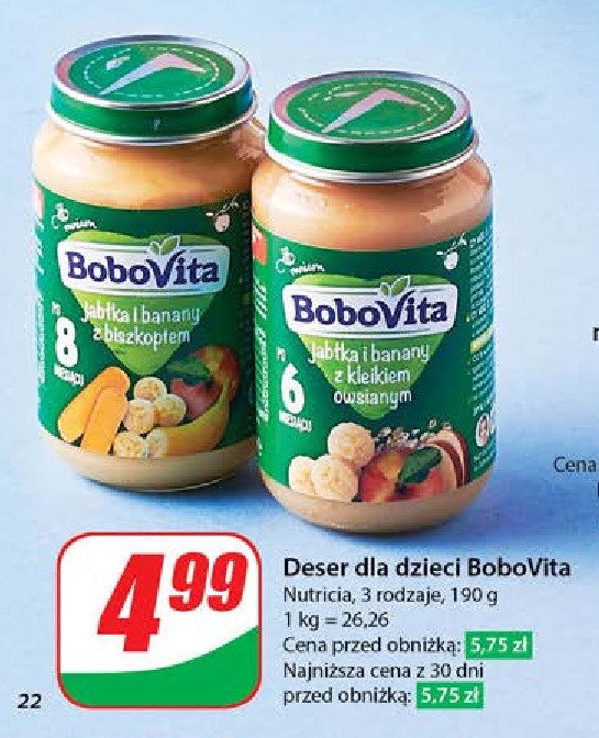 Jabłka i banany z kleikiem owsianym Bobovita promocja w Dino
