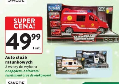 Auto służb ratunkowych 3 wzory do wyboru z napędem, z efektami świetlnymi oraz dźwiękowymi promocja w Intermarche