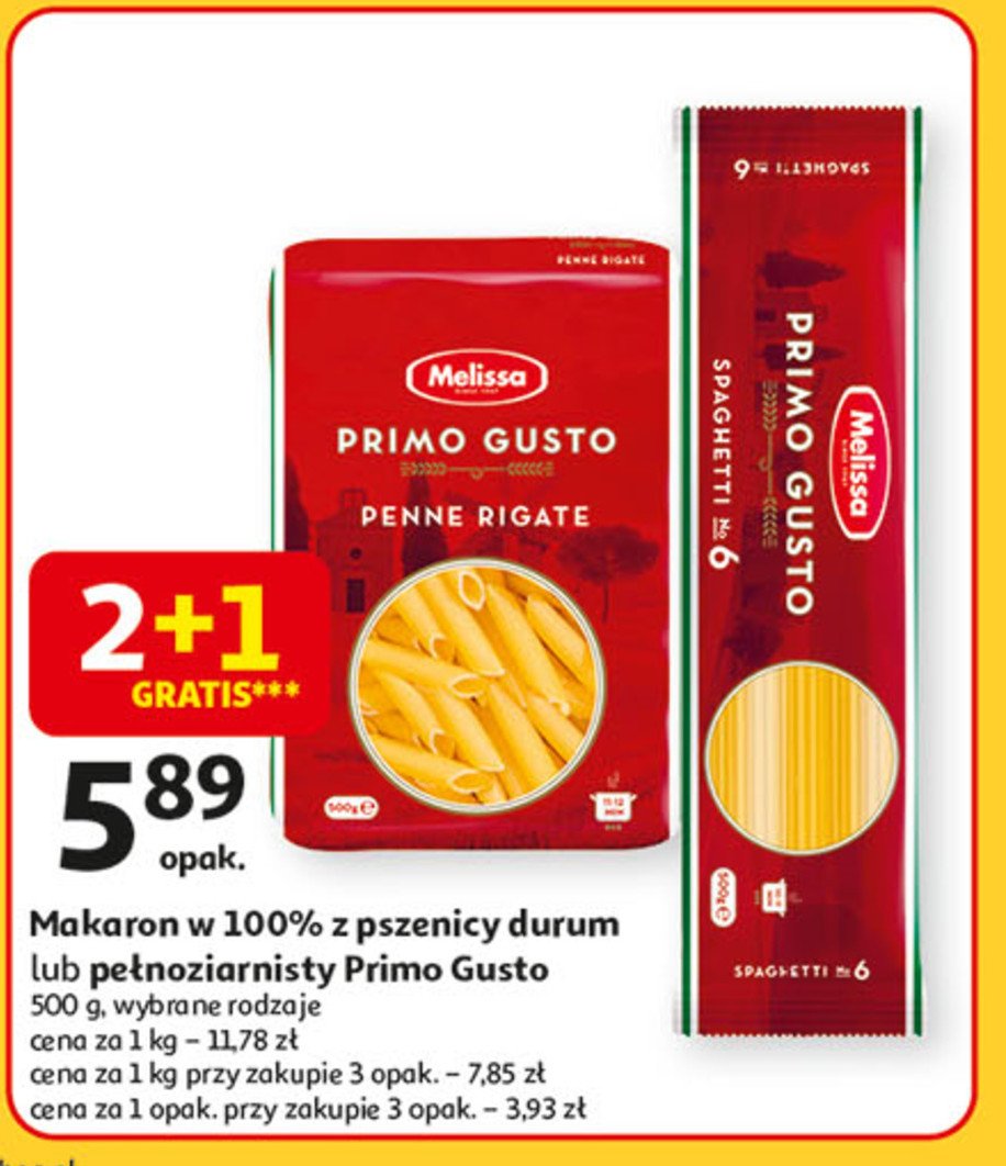 Makaron penne rigate Melissa primo gusto promocja w Auchan