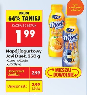 Napój jogurtowy Jovi Duet, 350 g różne rodzaje promocja w Biedronka