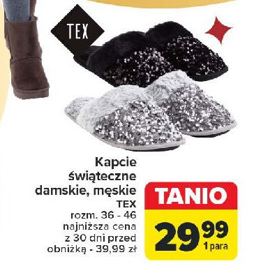 Kapcie męskie świąteczne Tex promocja w Carrefour