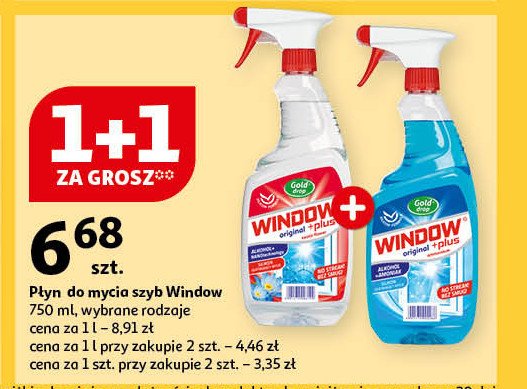 Płyn do szyb niebieski Gold drop window original plus promocja w Auchan