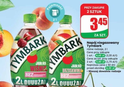 Napój niegazowany Tymbark Jabłko Brzoskwinia promocja w Dino