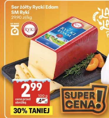Ser żółty Rycki Edam SM Ryki promocja w Delikatesy Centrum