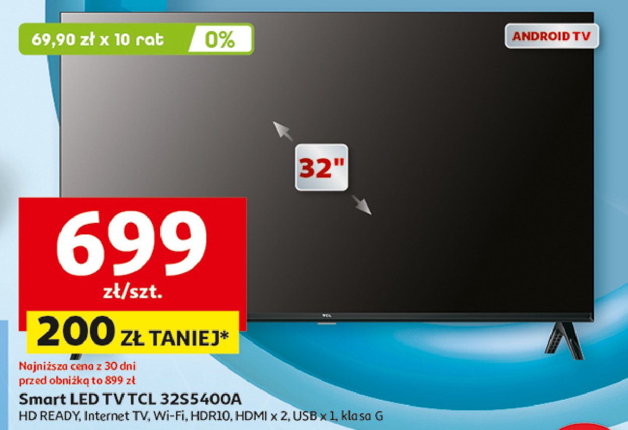 Telewizor 32'' 32s5400a Tcl promocja w Auchan