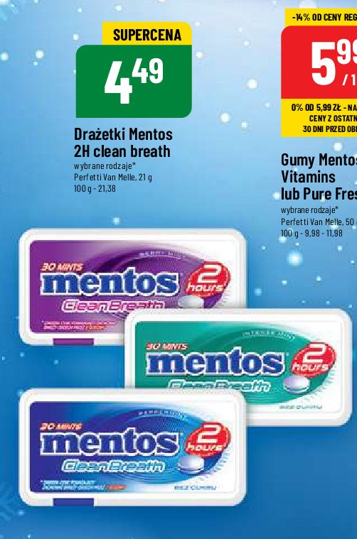 Dropsy peppermint Mentos clean breath promocja