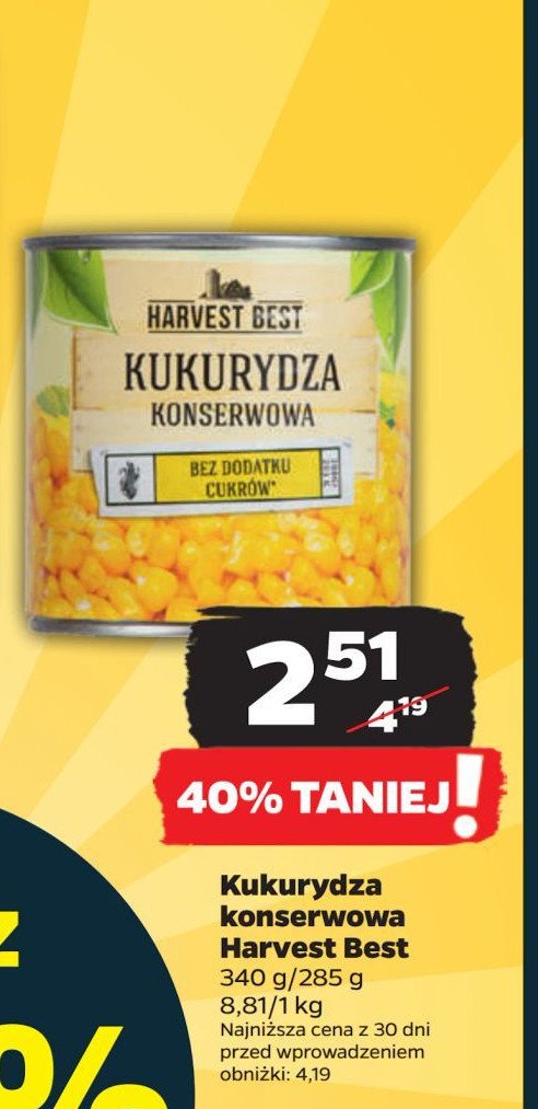 Kukurydza konserwowa Harvest best promocja w Netto
