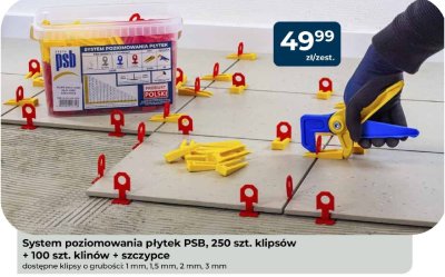 System poziomowania płytek PSB, 250 szt. klipsów + 100 szt. klinów + szczypce promocja w PSB Mrówka