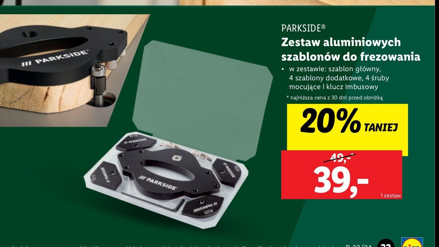 Zestaw aluminiowych szablonów do frezowania Parkside promocja