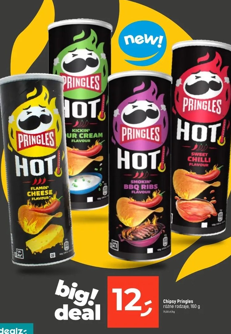 Chipsy flamin cheese Pringles hot promocja