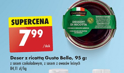 Deser ricotta z sosem z owoców leśnych Gustobello promocja