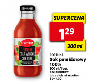 Sok 100% pomidor zioła włoskie Fortuna promocja