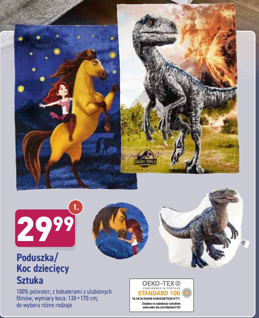 Koc 130 x 170 cm jurassic world promocja