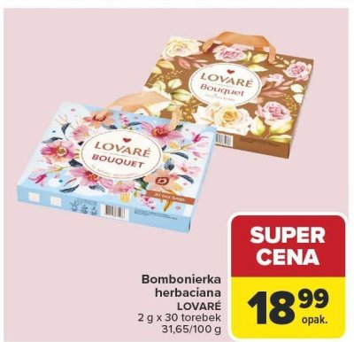 Bombonierka herbaciana LOVARE Bouquet 2 g x 30 torebek promocja w Carrefour Market