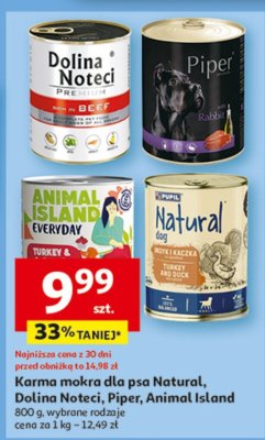Karma mokra dla psa Natural, Dolina Noteci, Piper, Animal Island 800 g, wybrane rodzaje promocja w Auchan