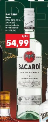 Rum BACARDI Carta Blanca 27%, 32%, 35%, 37,5% alk. różne rodzaje 0,7 l butelka promocja w Kaufland